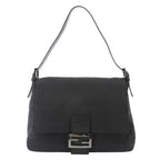 Fendi Zucchino Mamma Bucket Shoulder Bag Canvas Black Gunmetal