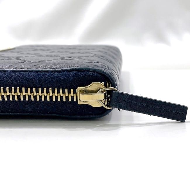 Gucci Round Zipper Long Wallet Navy Striped Line — view 6