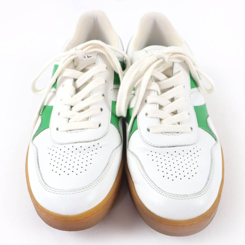Celine Trainers Low Lace Up Logo Leather Sneakers White Green — view 3