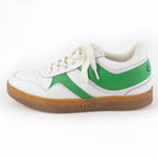 Celine Trainers Low Lace Up Logo Leather Sneakers White Green — view 4