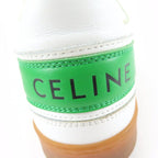 Celine Trainers Low Lace Up Logo Leather Sneakers White Green — view 8