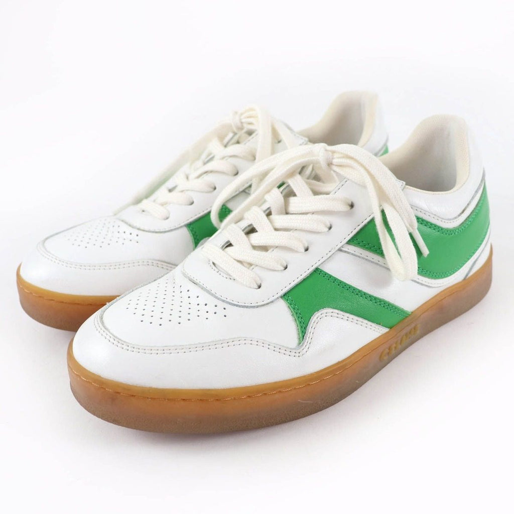 Celine Trainers Low Lace Up Logo Leather Sneakers White Green
