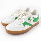 Celine Trainers Low Lace Up Logo Leather Sneakers White Green