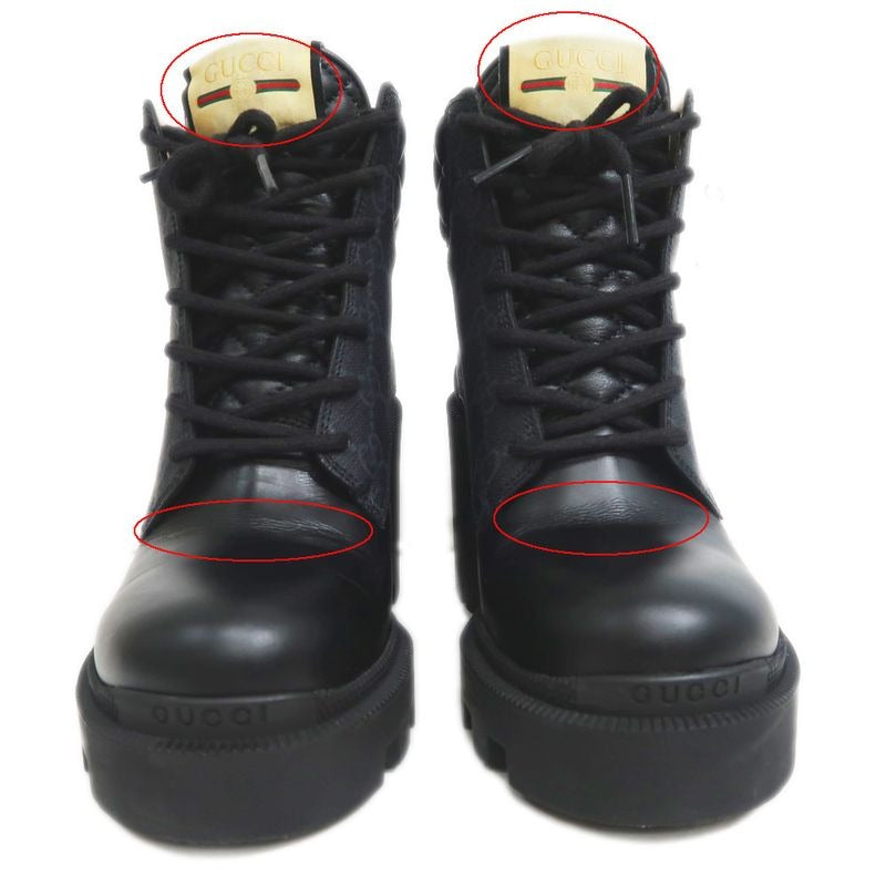 Gucci Ankle Boots Size 35 1 2 GG Pattern Black Shoes — view 3