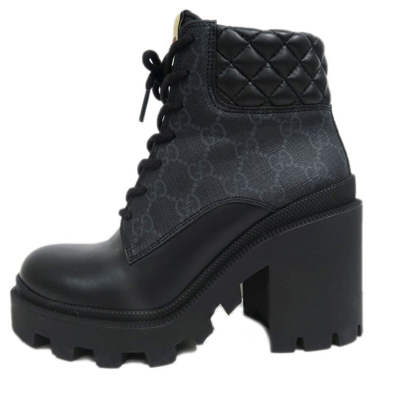Gucci Ankle Boots Size 35 1 2 GG Pattern Black Shoes