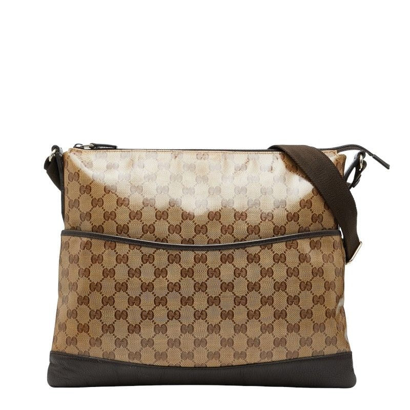 Gucci GG Crystal Crossbody Bag Beige Brown Leather
