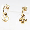 Louis Vuitton Earrings Blooming Gold Metal LV Circle Monogram Flower