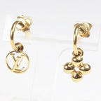 Louis Vuitton Earrings Blooming Gold Metal LV Circle Monogram Flower
