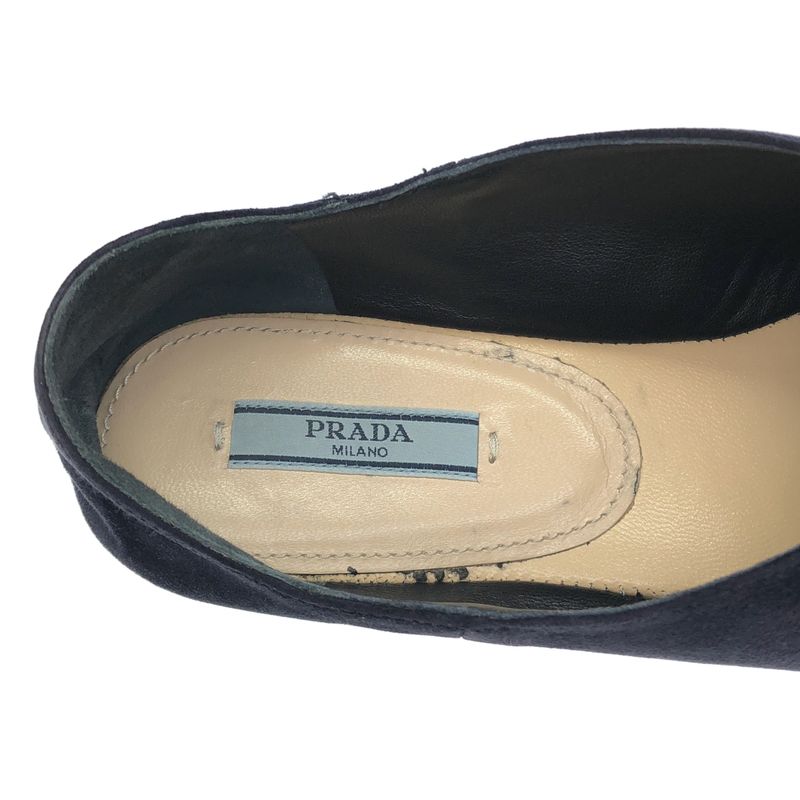 Prada Pointed Toe Suede Flat Shoes 1 S574 H Navy 37 2 — view 5