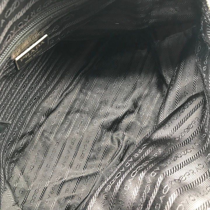 Prada Triangle Logo Nylon Tessuto Chain Tote Camel — view 7