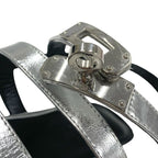 Hermes Transat Sandals Shoes Leather Silver Flat Kelly Hardware — view 9