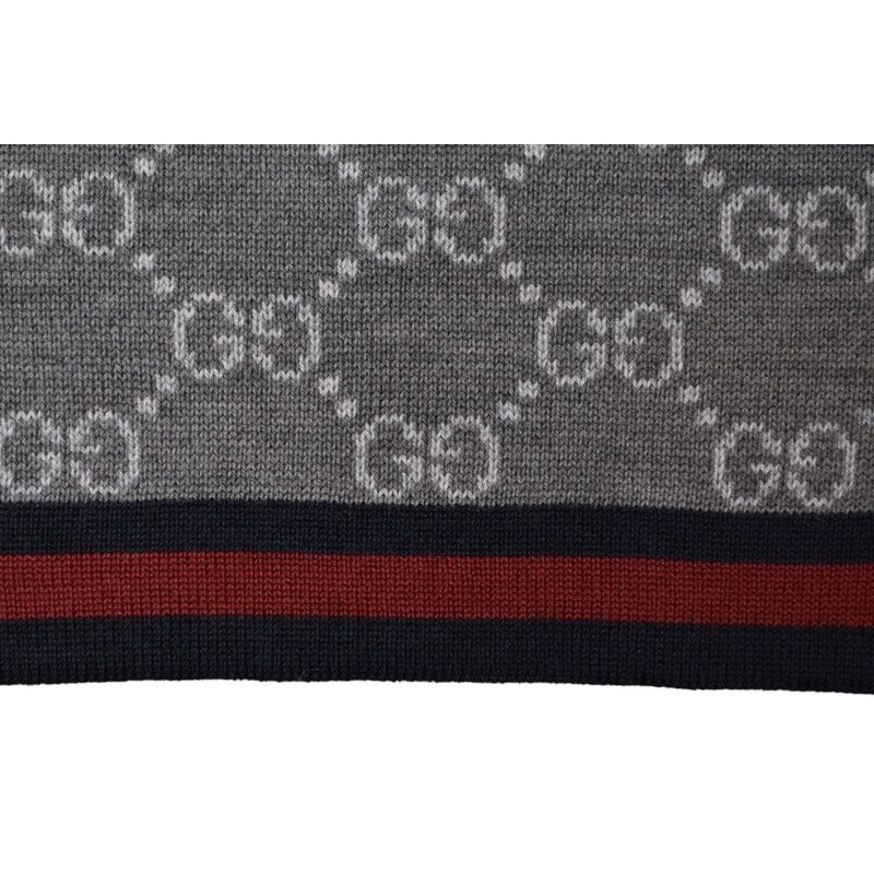 Gucci Scarf Winter 100% Wool GG Pattern Light Gray 3 G206 1263 — view 4
