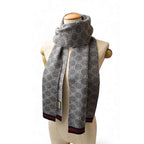 Gucci Scarf Winter 100% Wool GG Pattern Light Gray 3 G206 1263 — view 8