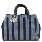 Dior Tote Bag Toujours Large Cotton Denim Blue Champagne Gold Logo