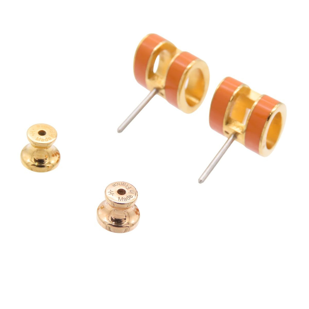 Hermes Pop H Earrings Orange Metal — view 2