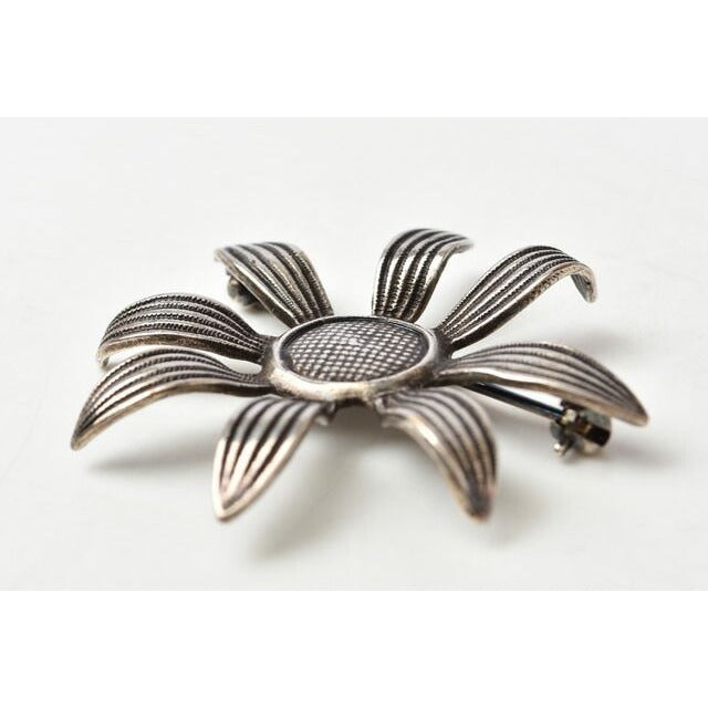 Saint Laurent Brooch Pin Vintage Silver Flower Motif — view 3