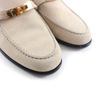 Hermes Destin Pink Gold Kelly Suede Leather Moccasins Beige Hat — view 8