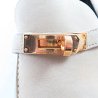 Hermes Destin Pink Gold Kelly Suede Leather Moccasins Beige Hat — view 9