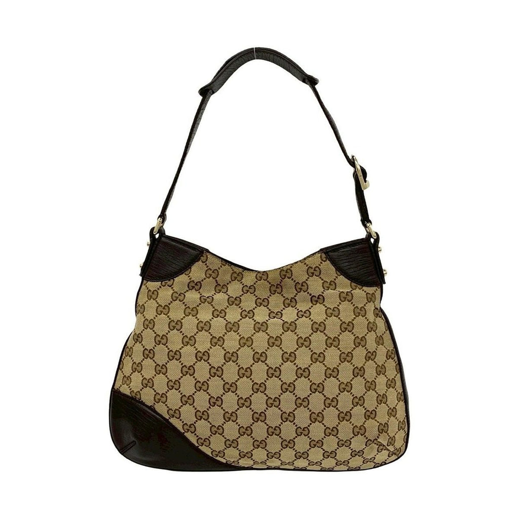 Gucci Sherry Line GG Logo Horsebit Canvas Leather Shoulder Bag Brown — view 3