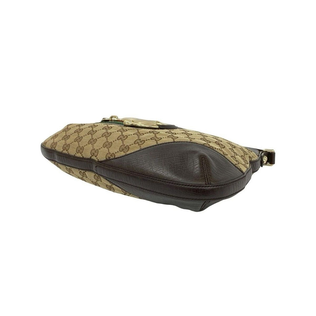 Gucci Sherry Line GG Logo Horsebit Canvas Leather Shoulder Bag Brown — view 8