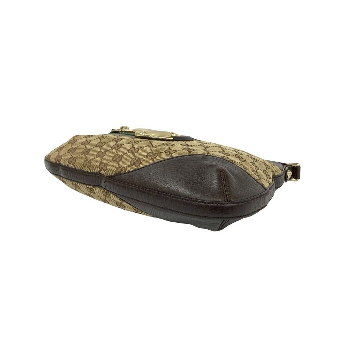 Gucci Sherry Line GG Logo Horsebit Canvas Leather Shoulder Bag Brown — view 8