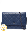 Chanel Chain Wallet Shoulder Bag Silver Quilted Lambskin