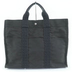 Hermes Her Line Herbag MM Serie Hardware Canvas Tote Handbag Gray