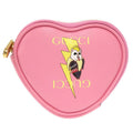 Gucci Bananya Heart Leather Pink Coin Case Wallet Key Ring 1073
