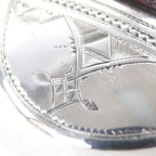 Hermes 925 Leather Touareg Hand Carved Carving Design Hairline Oval Belt Buckle — view 5