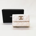 Chanel Caviar Leather Trifold Wallet White