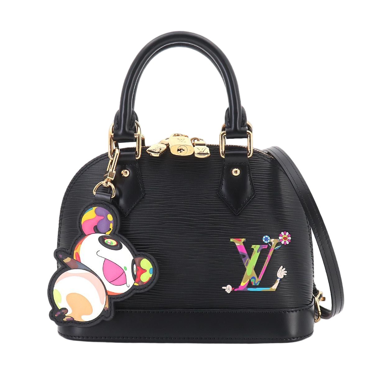 Louis Vuitton LV Takashi Murakami Epi Alma BB 2-Way Bag Black