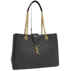 Saint Laurent Yves Chain Shoulder Bag Leather Black