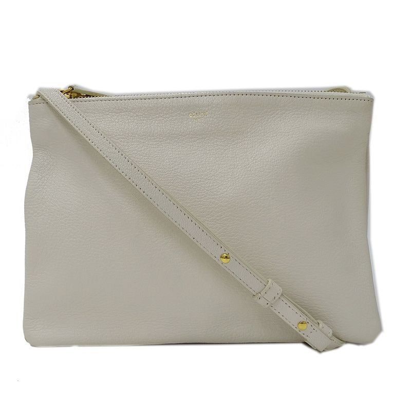 Celine Bag Shoulder Trio Large Leather White Cream Going Out — view 2