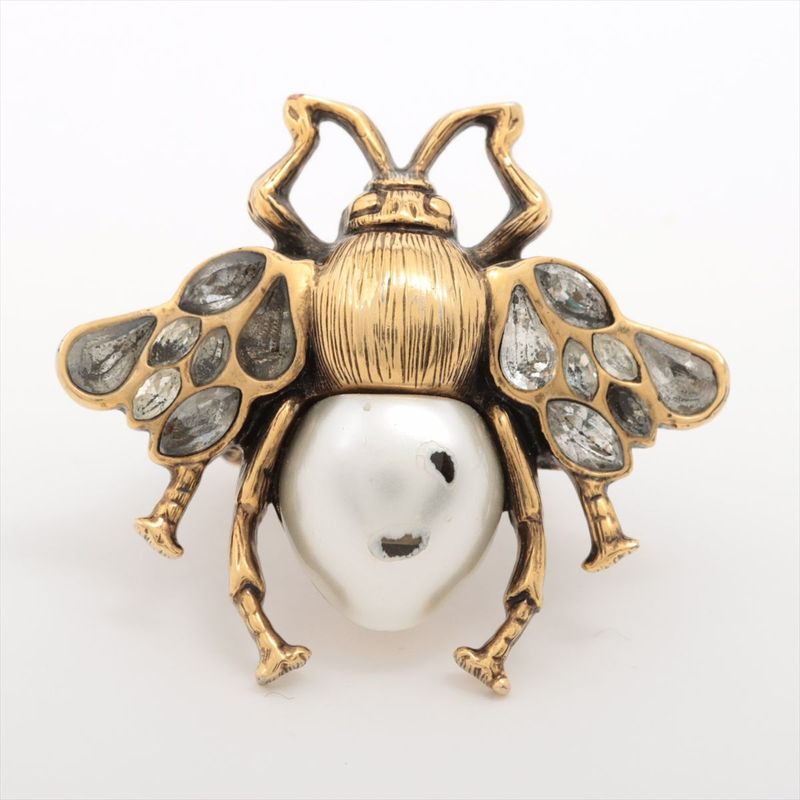 Gucci Bee Ring S GP Rhinestone Faux Pearl — view 6
