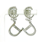 Christian Dior CD Logo Swing Earrings Silver