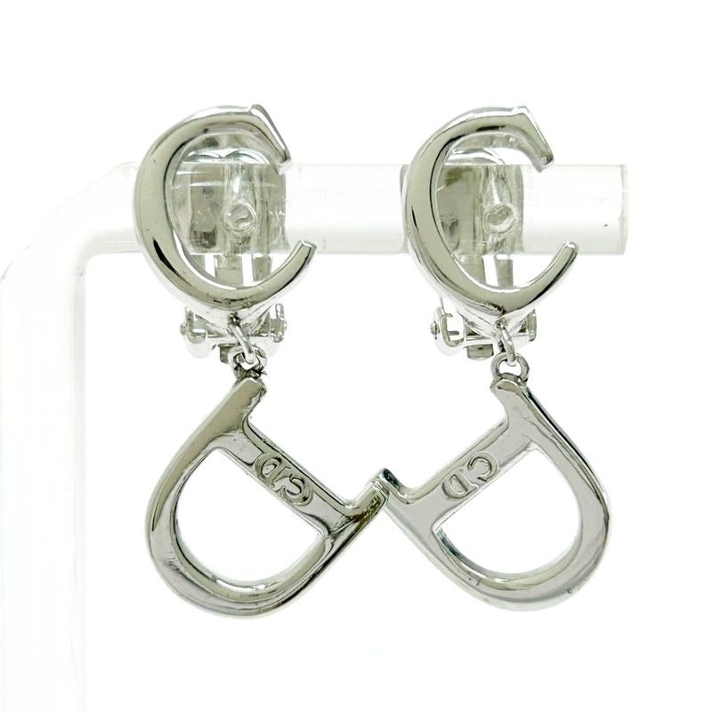 Christian Dior CD Logo Swing Earrings Silver — view 2