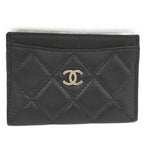 Chanel Classic Card Case Holder Quilted Leather Black Ap0213