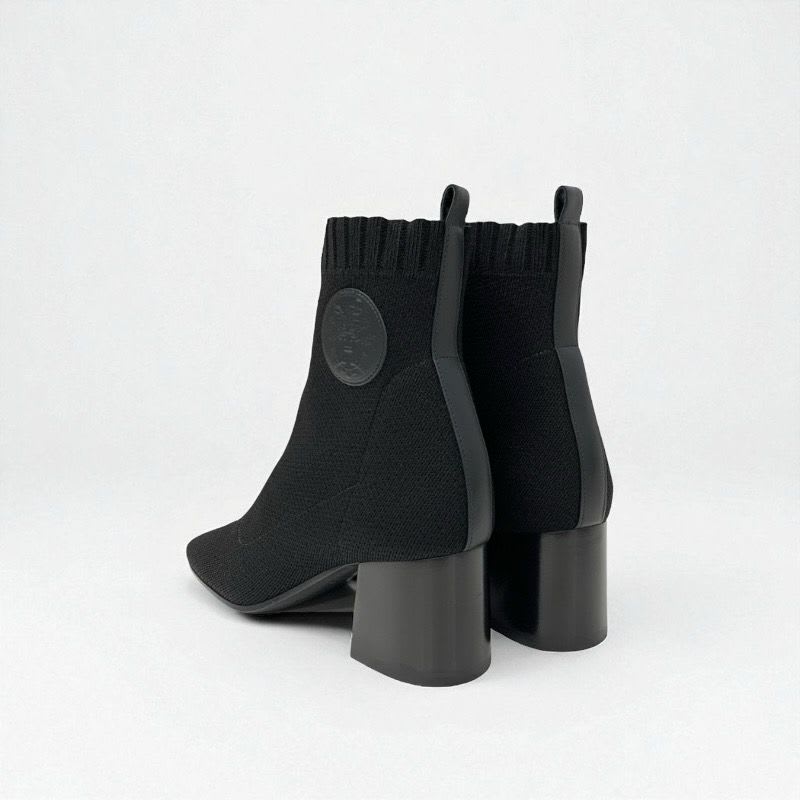 Hermes Volver Boots Short Shoes Fabric Leather Black Sock — view 4