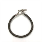 Hermes Glenan Leather Bra Calf Silver Gray Bangle Bracelet — view 5