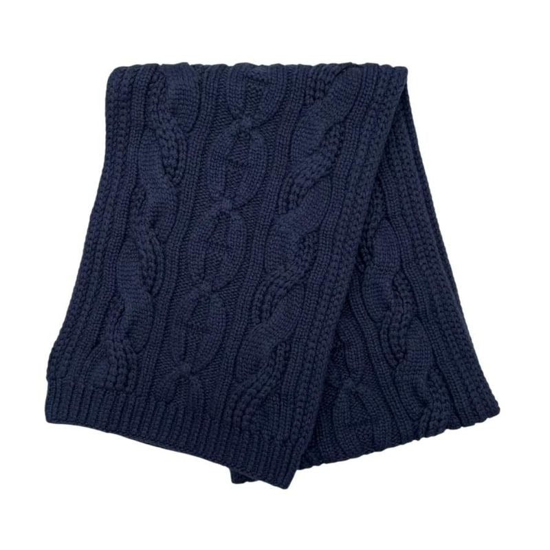 Hermes Muffler Cable Maillon T 04 Cashmere Knit Marine Navy Scarf