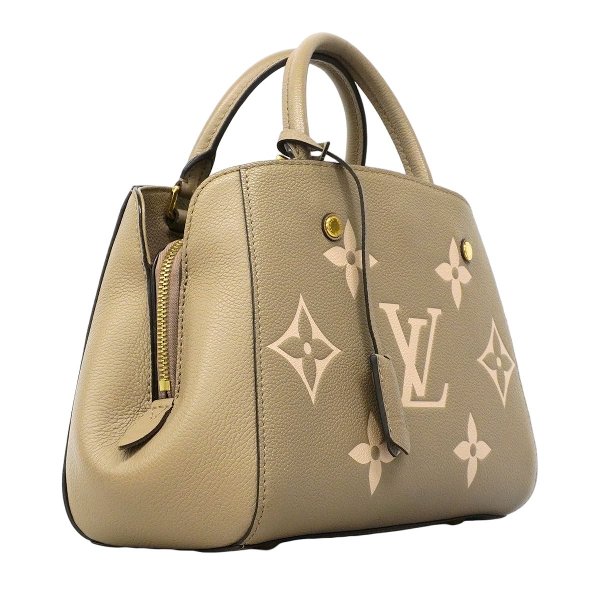 Louis Vuitton Handbag Monogram Empreinte Bicolor Montaigne BB Tourtelle Cream — view 2