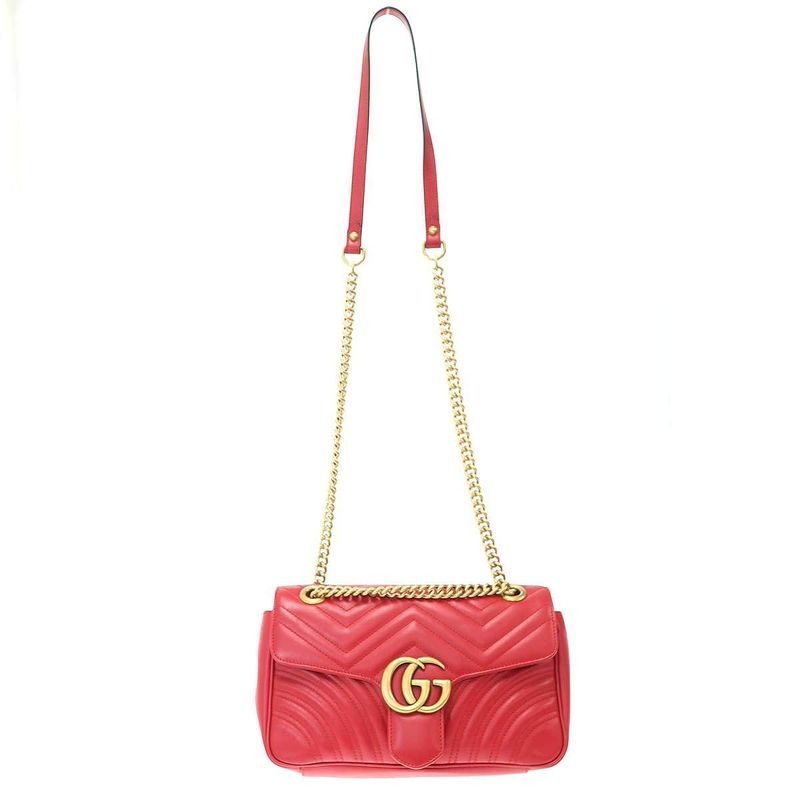 Gucci GG Marmont Leather Shoulder Bag Red — view 2