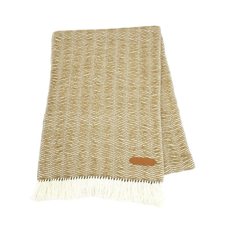 Hermes Muffler Wavy Double Face Beige Camel Cashmere Shawl Scarf
