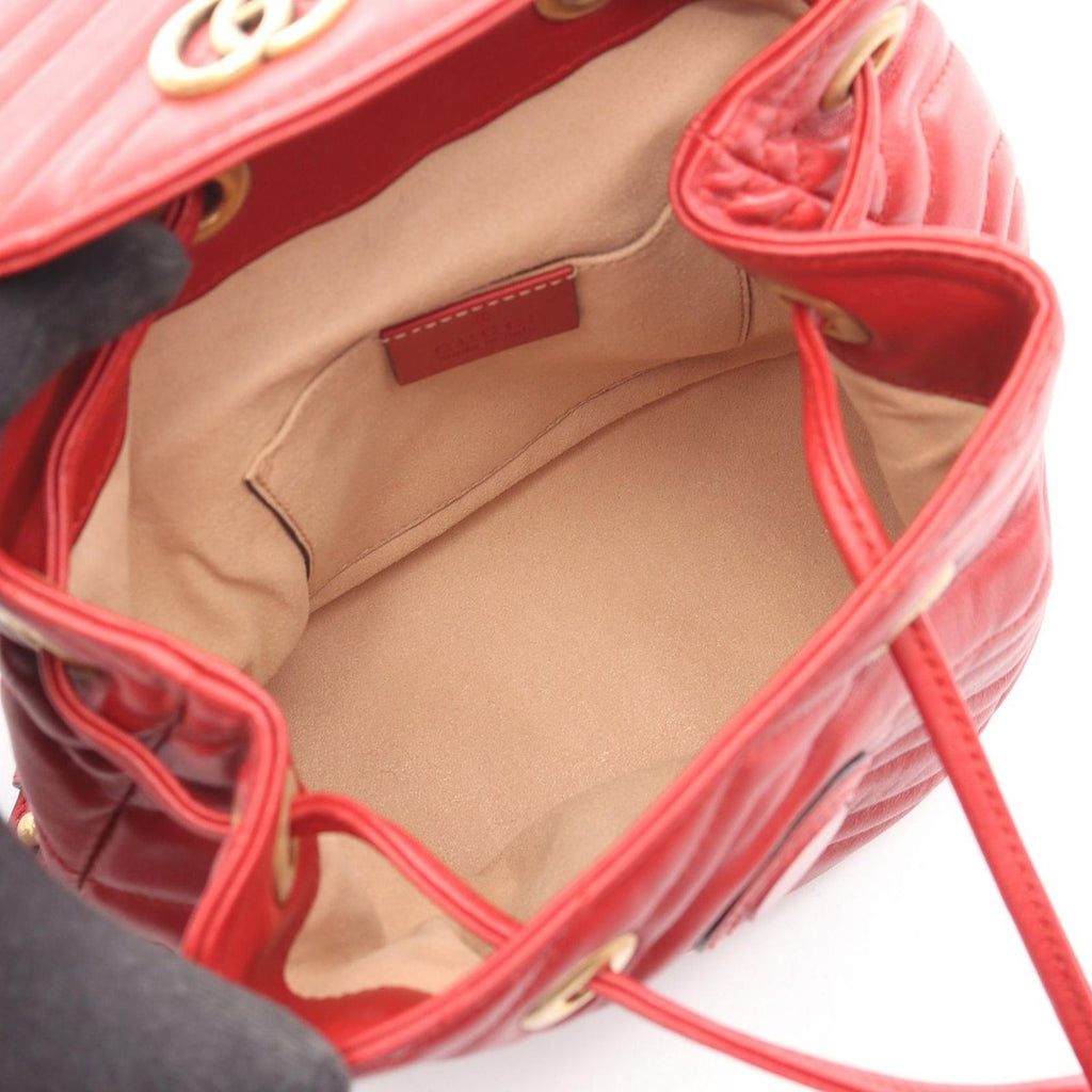 Gucci Backpack GG Marmont Red Leather — view 3