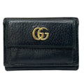 Gucci GG Marmont Trifold Wallet Mini Leather Black Gold Logo Sophisticate