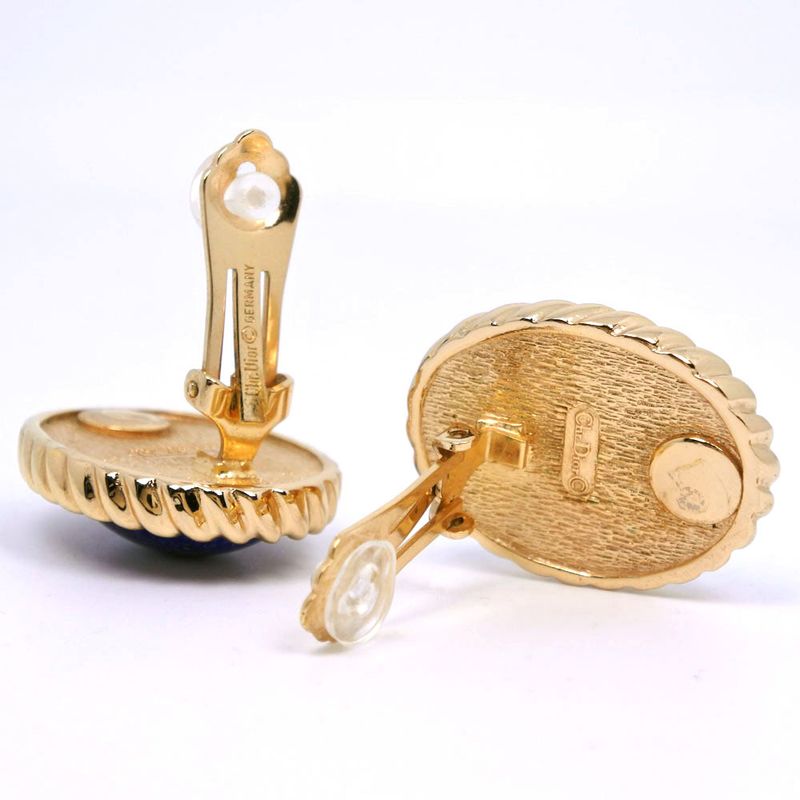 Christian Dior Vintage Gold Plated Blue 35.5 g Earrings — view 5