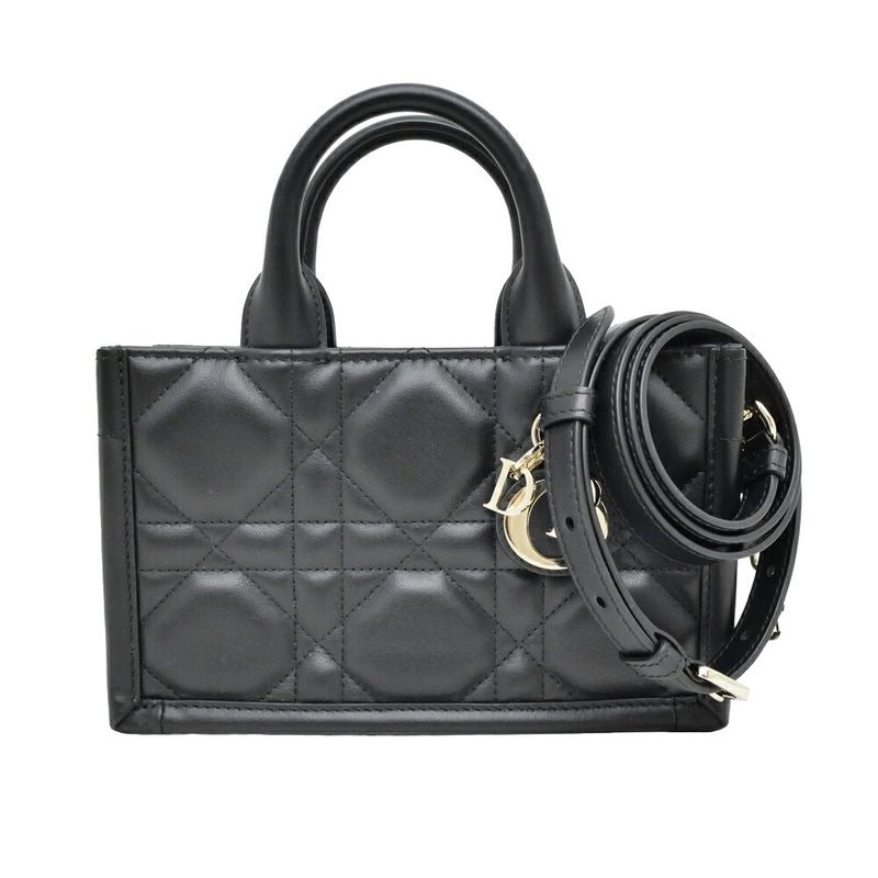 Dior Book Tote Handbag Mini Shoulder Macro Kana Jukafu Black Whp — view 2