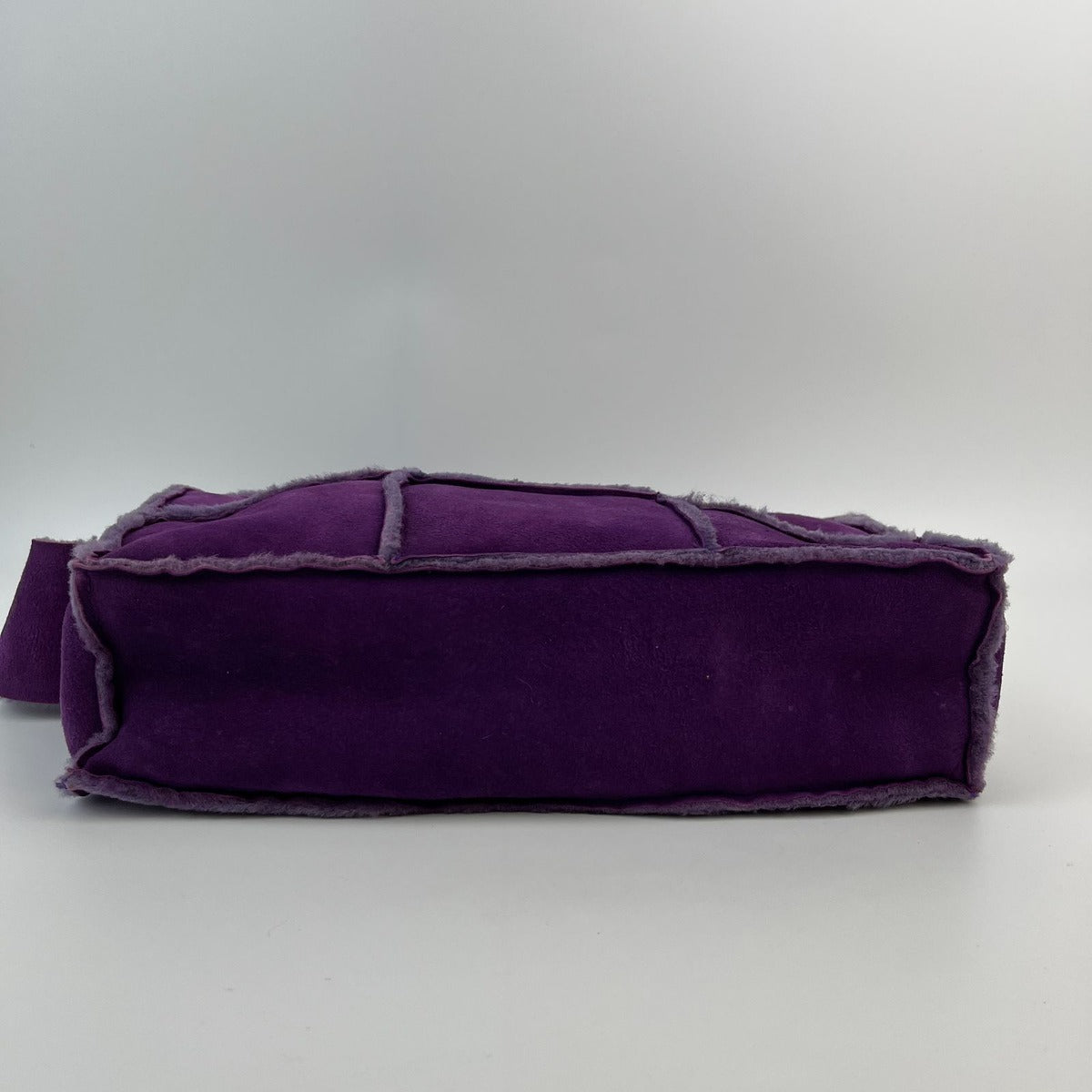 Chanel CC Logo Quilted Shoulder Bag Purple Mouton Suede Vintage — view 7