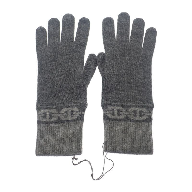 Hermes Heaven Gloves M G g1 S Cashmere Polyurethane Charbon Gray