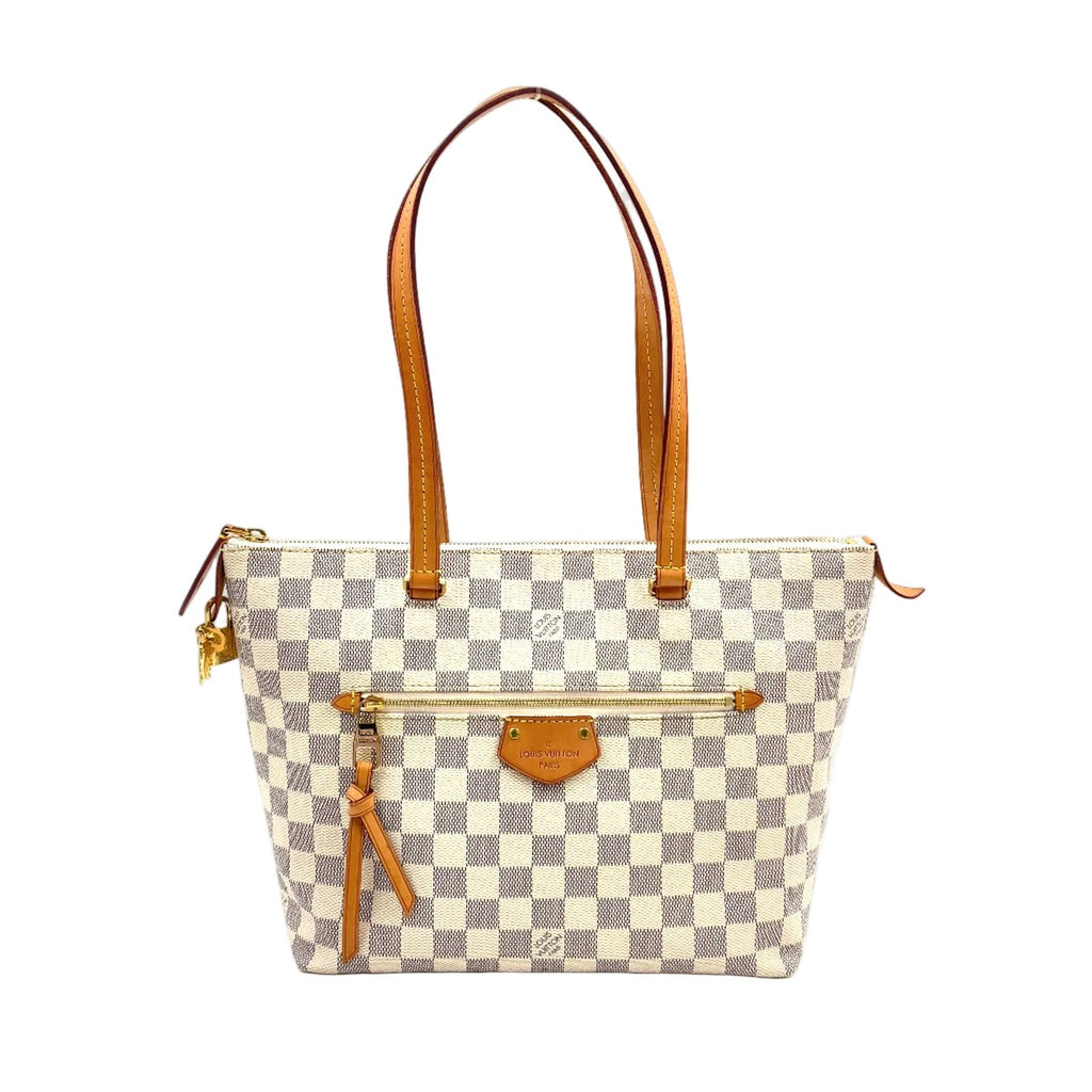 Louis Vuitton Jena PM Damier Azur Leather White Light Brown Tote Gold